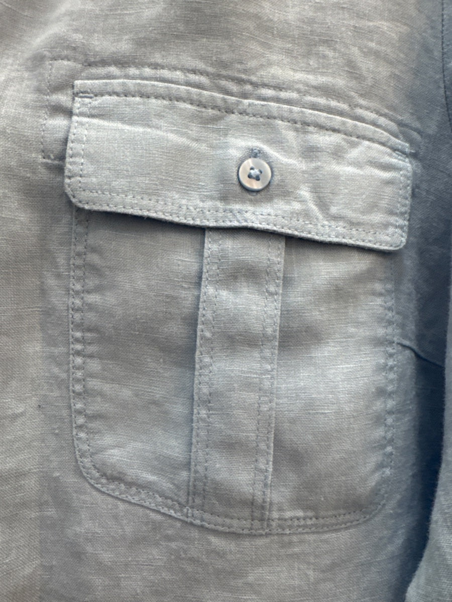 Nicole Miller · Roll Tab Shirt · Large · LightBlue