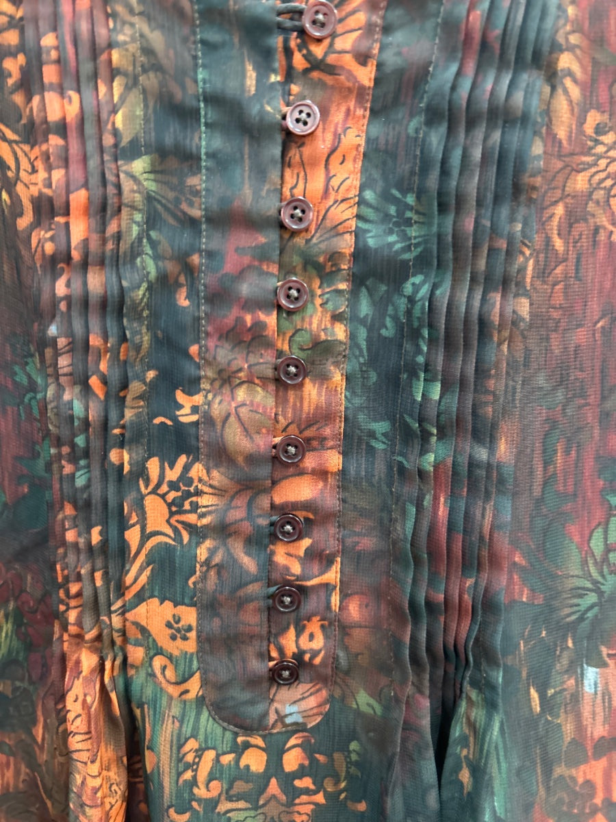 Coldwater Creek · Sheer Textured Blouse · XS/S · BrownOrange