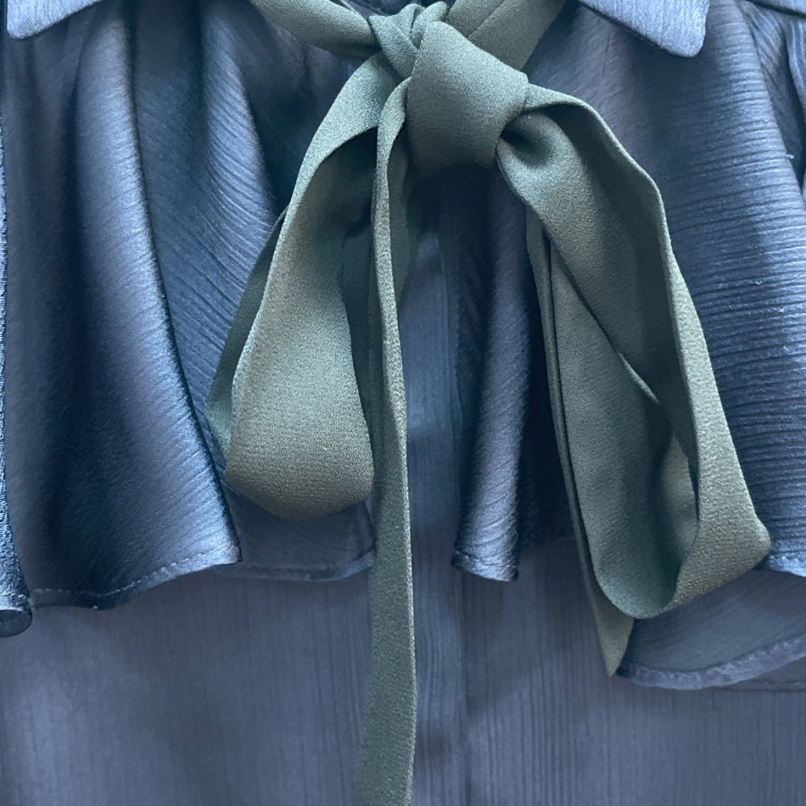 Zara · LongSleeve Top Ruffles and bow details · Small · NavyBlk