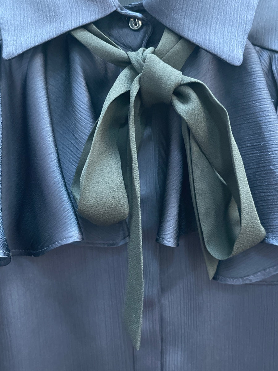 Zara · LongSleeve Top Ruffles and bow details · Small · NavyBlk