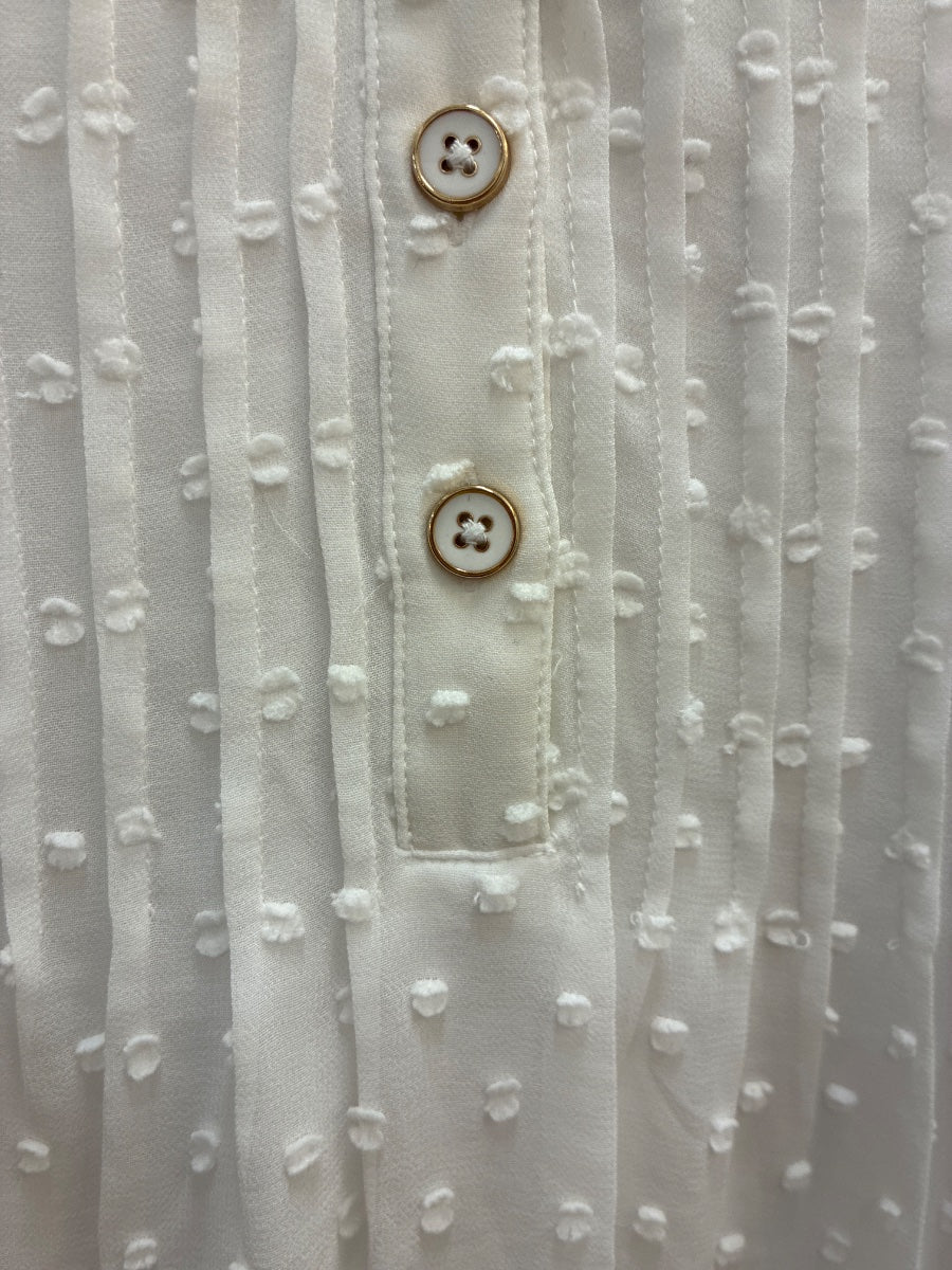 Charter Club · Swiss Dot Pleated Sleeveless Top · XLarge · White