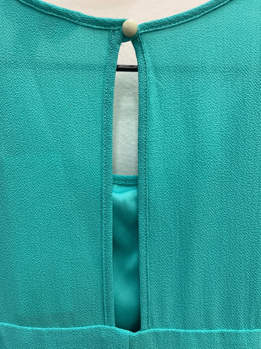 Speechless · Sleeveless Dress with Scalloped Sleeves · Medium · SeaGreen