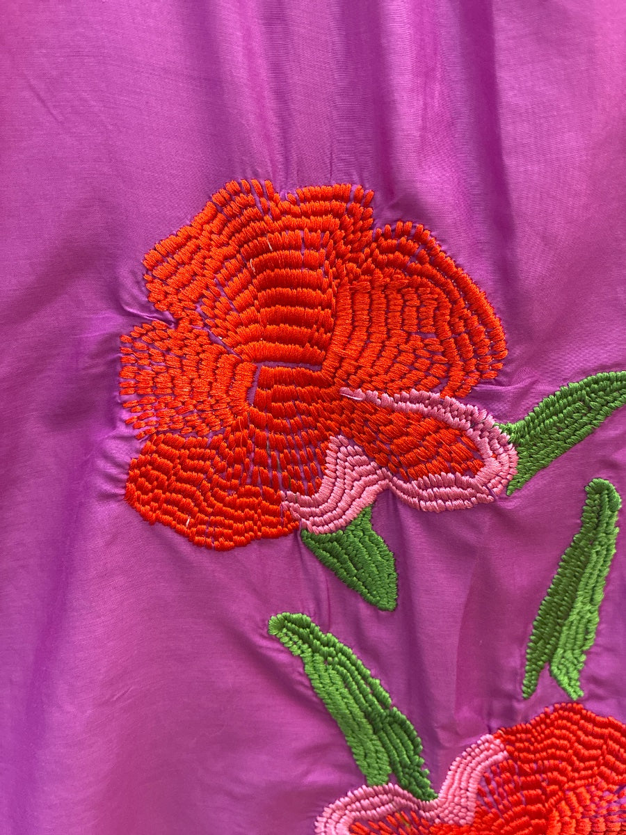 Anthropologie · Floral embroidered dress · Small · PurpRed
