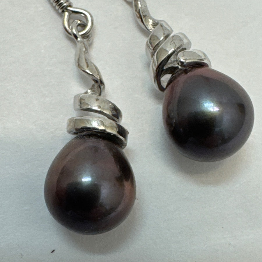 .925 Pearl Earrings · Pearl Drop Earrings · Wire · Black Pearl