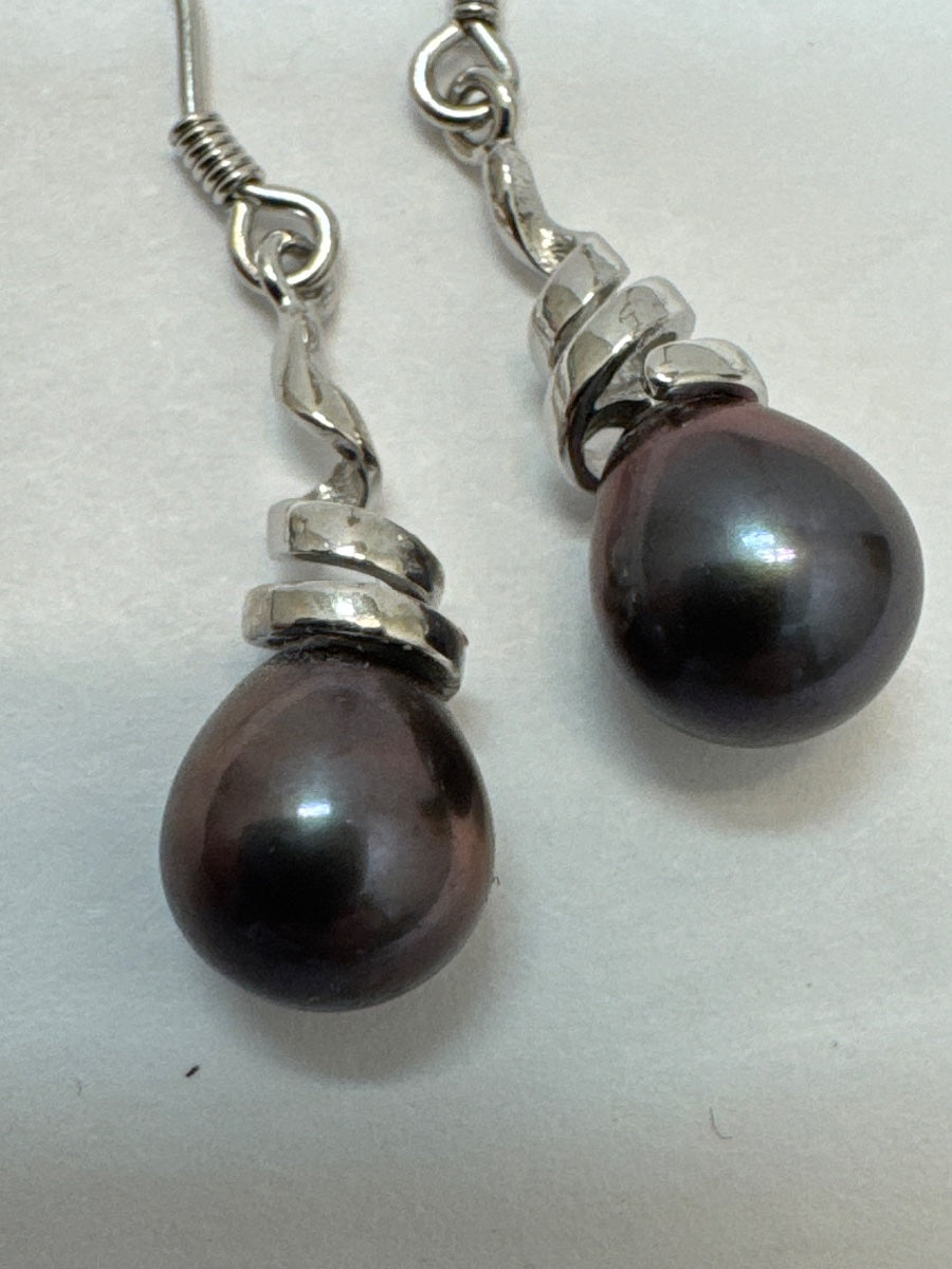 .925 Pearl Earrings · Pearl Drop Earrings · Wire · Black Pearl