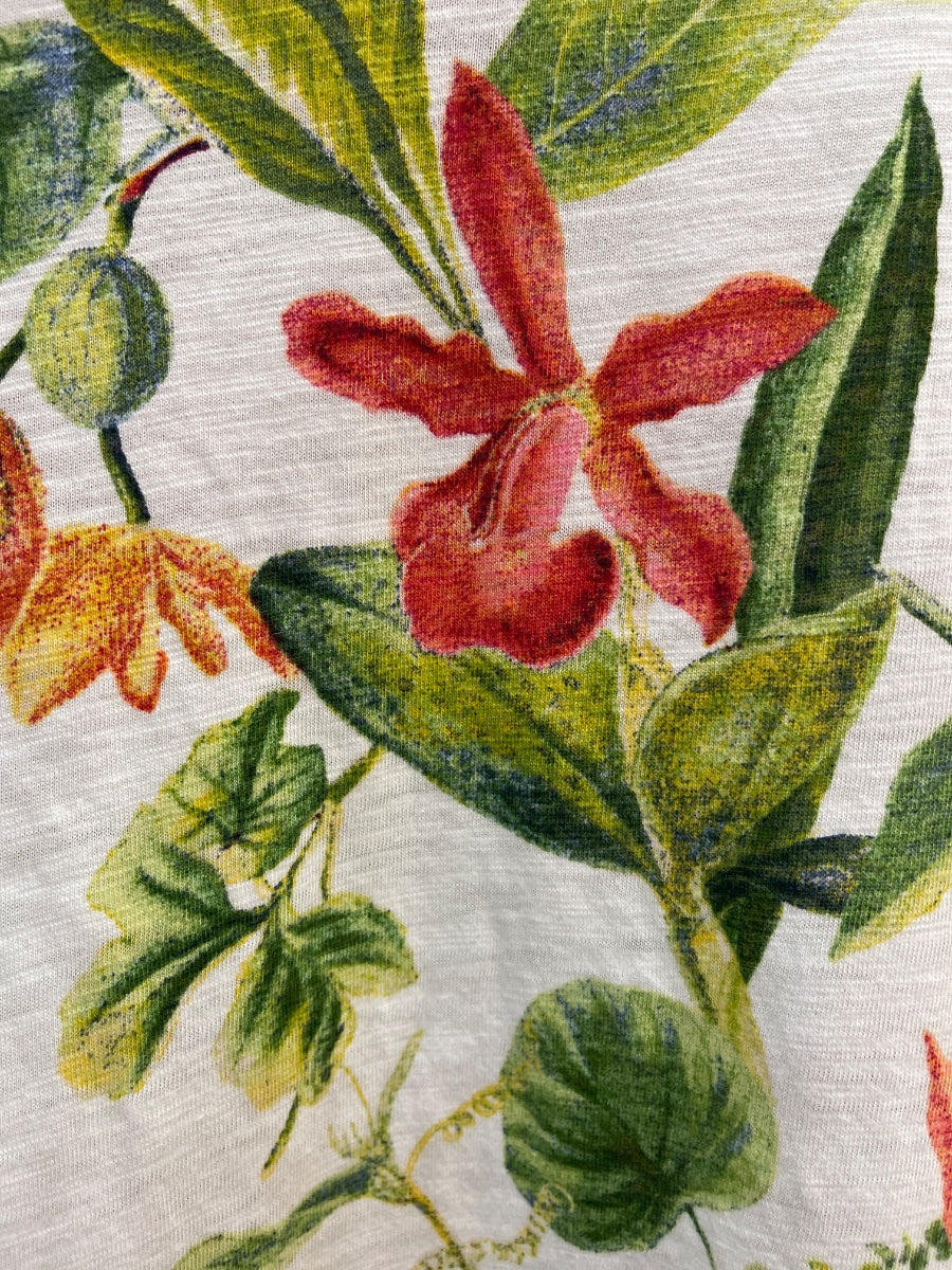 Chico's · Ruched Sleeves · Medium · WhiteFloral