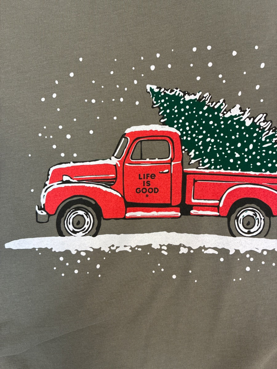 Life is Good · Christmas Truck · XLarge · Olive