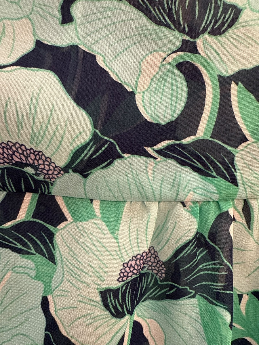 MaisonJules · Sheer Floral Top · Medium · GreenNavy