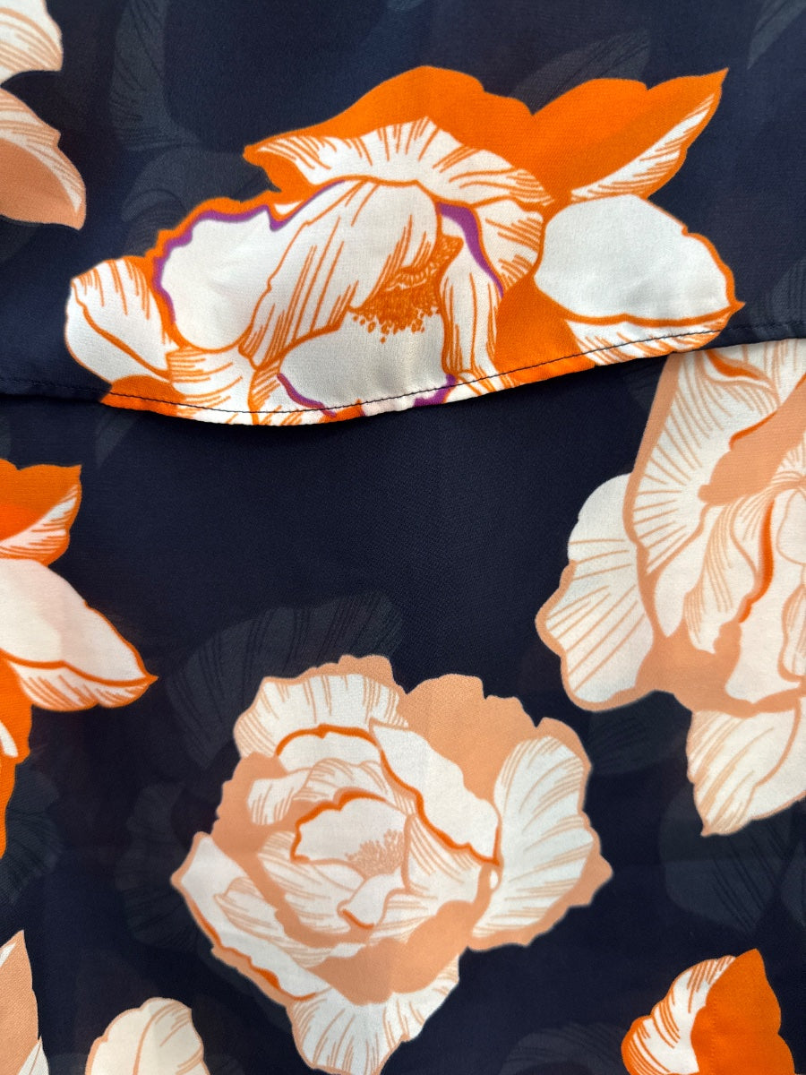 CAbi · Blossom Tiered Top · Small · NavyOrg