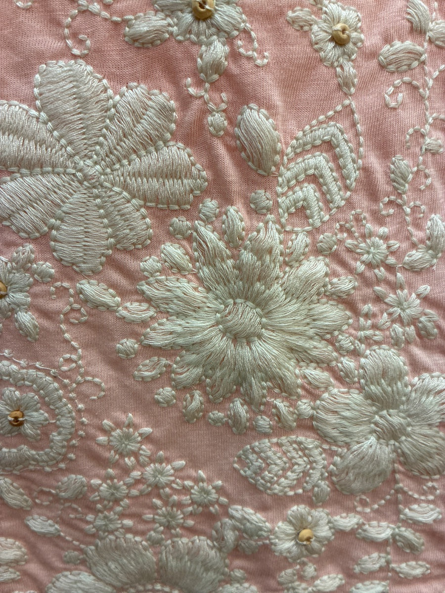 Blue Tassel · Beaded embellished top · Large · Peach/White