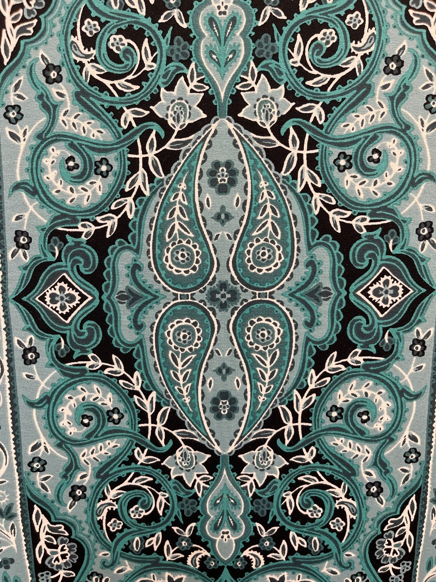Charter Club · Tunic Top · 2X · Teal, Cream, Black Paisley