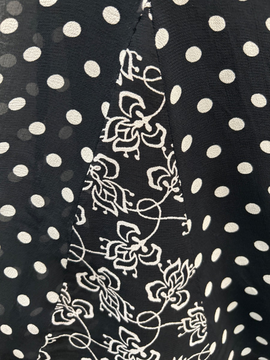 JM Collection · Midi Black/White Polka-Dots Skirt · 12 · Black/White