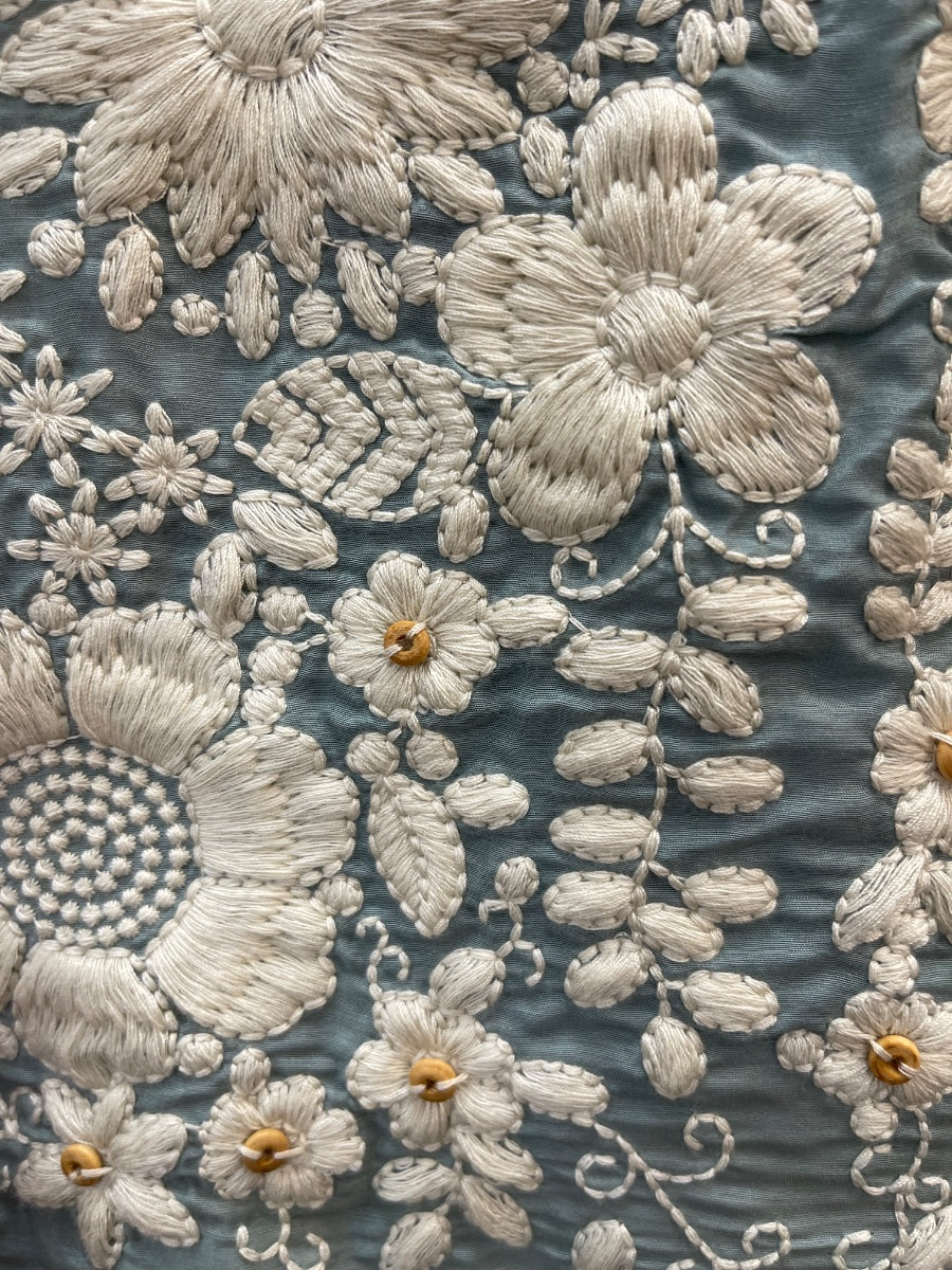 Anthropologie · Blue Tassel · 0 · SeaGreen Embroidered