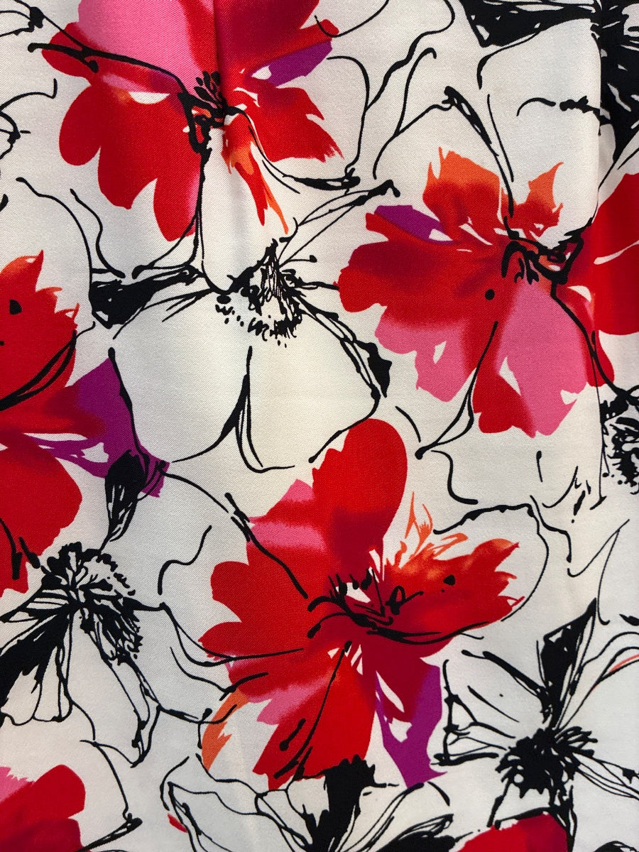 Perceptions · Sleeveless Dress · 6 · White, Red Floral Print