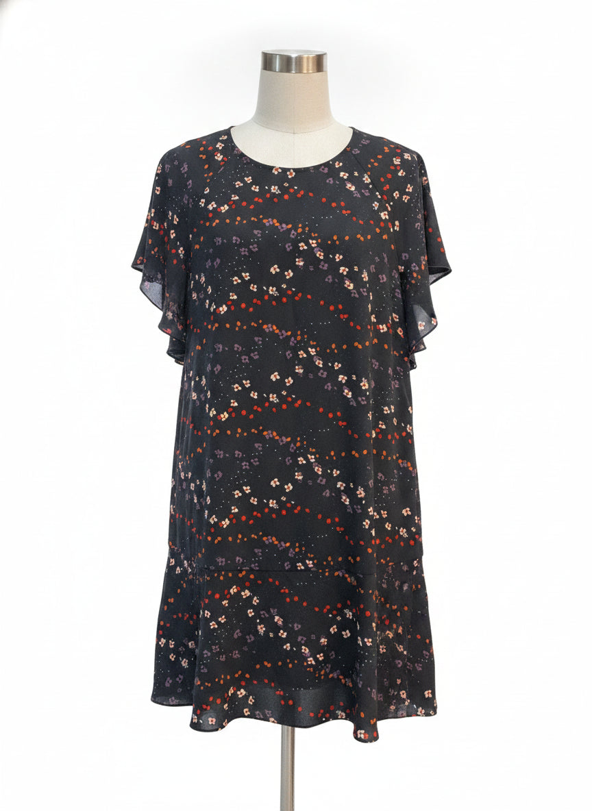 CABI · 3828 Muse floral ruffle dress · Small · GrayFloral