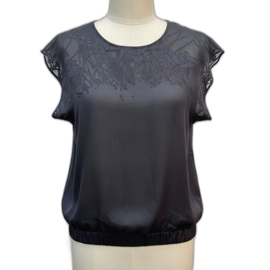 Le Chateau · ShortSleeve Top · XSmall · Gray Sheer
