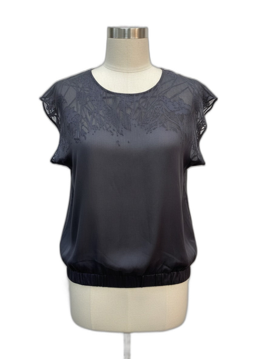 Le Chateau · ShortSleeve Top · XSmall · Gray Sheer