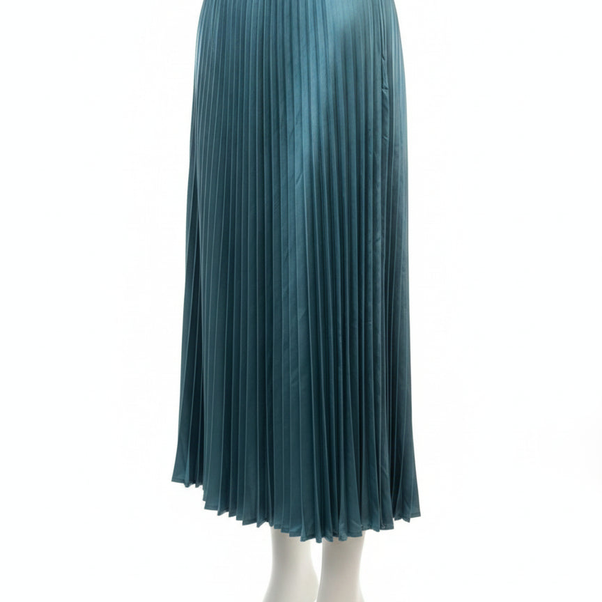 Anthropologie · Pleated Satin Skirt · XSmall · Teal