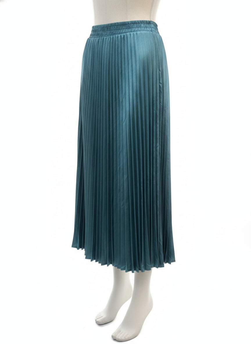Anthropologie · Pleated Satin Skirt · XSmall · Teal