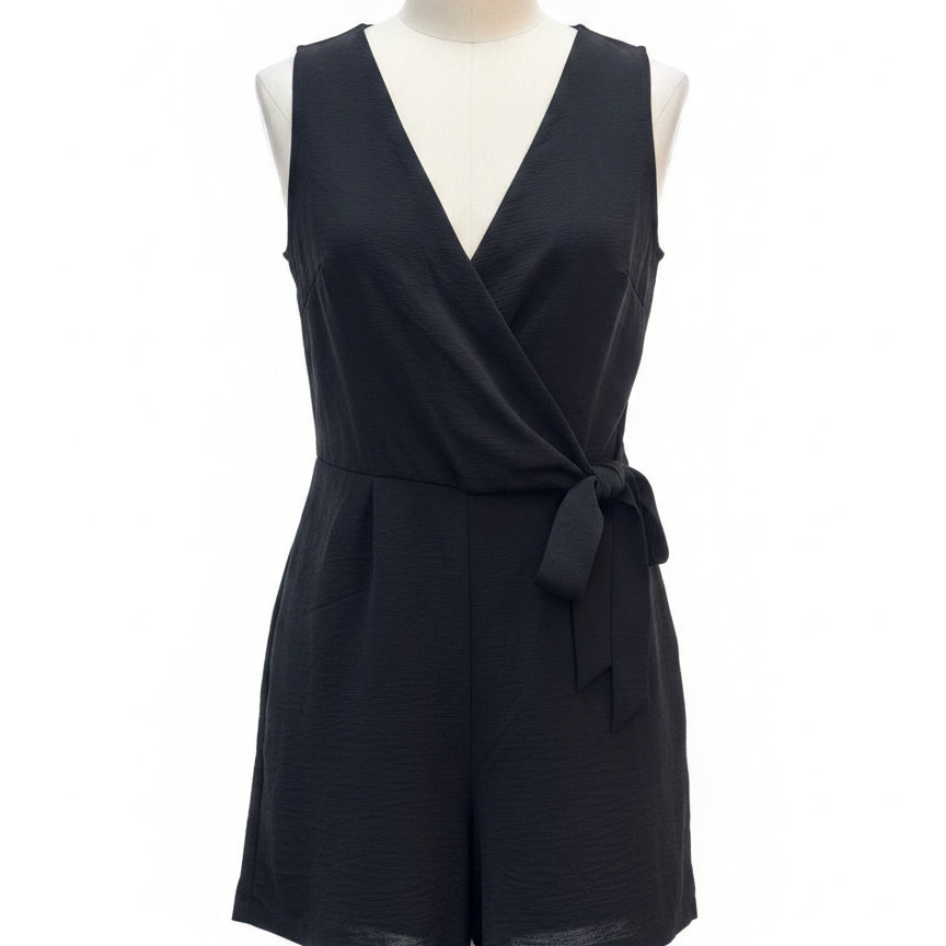 Emma&Michele · Faux wrap romper · Medium · Black