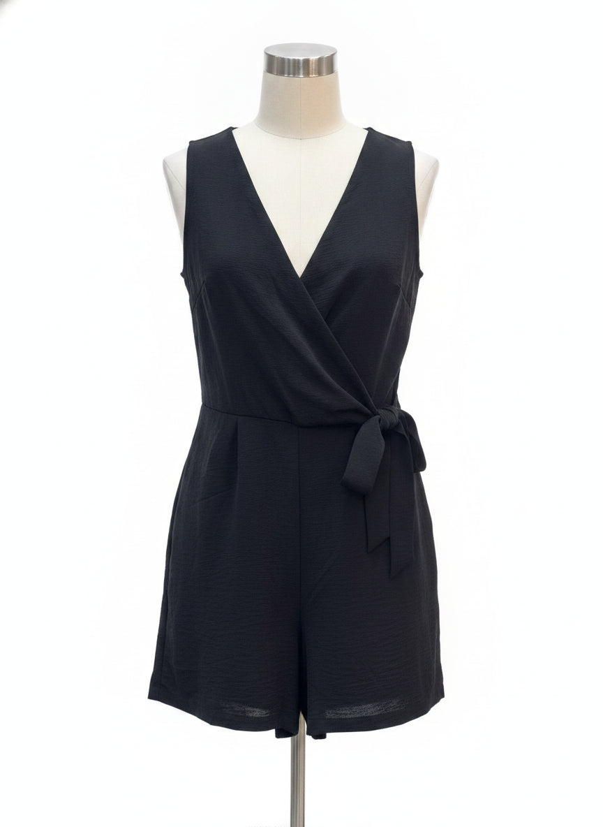 Emma&Michele · Faux wrap romper · Medium · Black