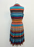 Calvin Klein · Sleeveless Pleated Dress · 10 · TealMulti Striped