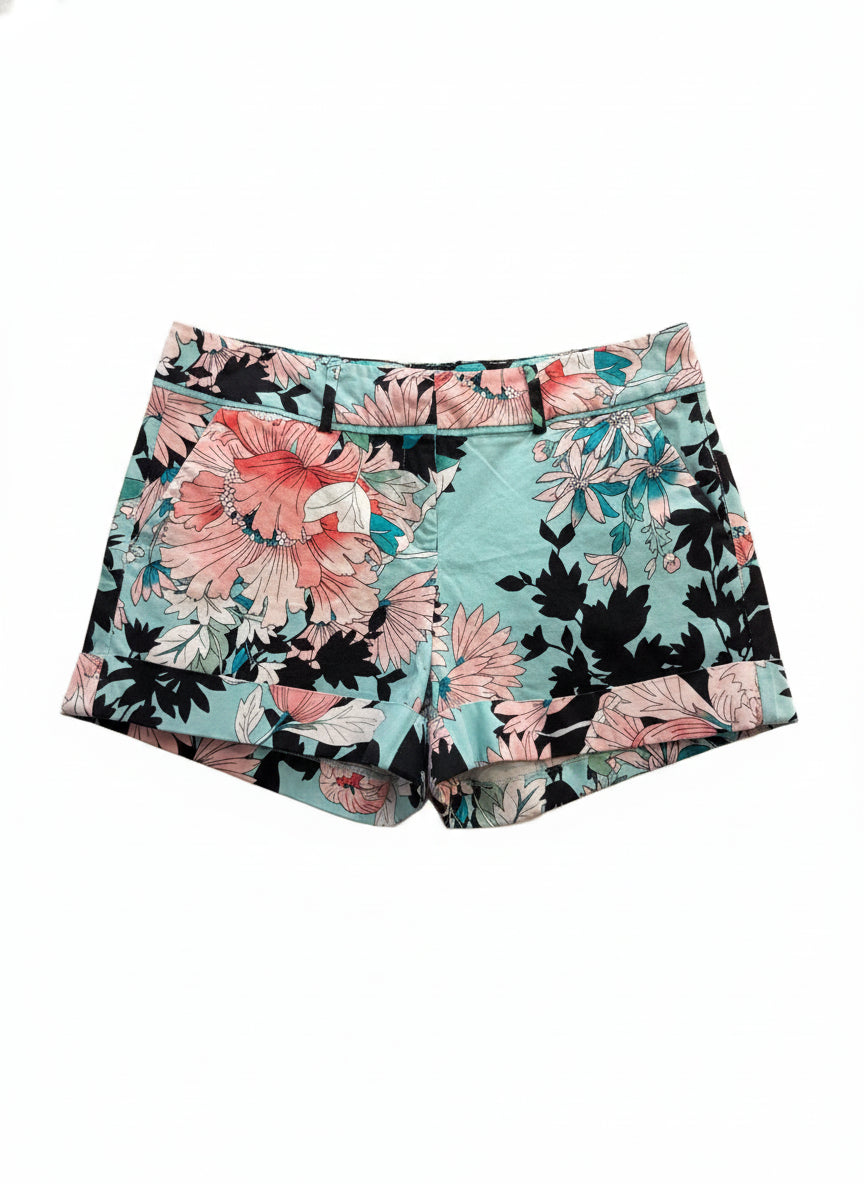 7thAve · Shorts · 6 · Aqua Black Floral
