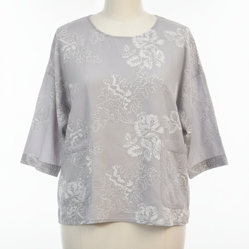 Cynthia Rowley · Dolman Sleeve Top · 2X · GrayWhite