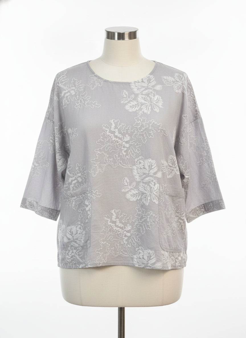 Cynthia Rowley · Dolman Sleeve Top · 2X · GrayWhite