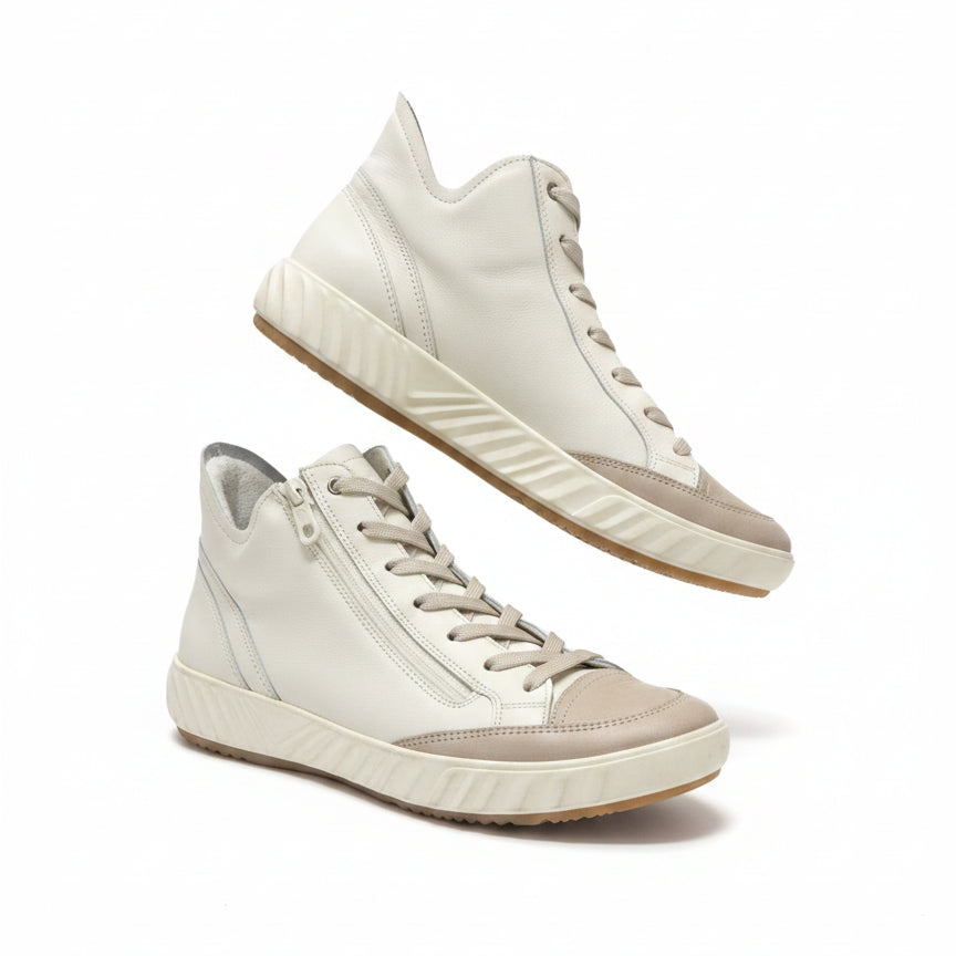 Ara · High Tops · 10 · White Tan Leather