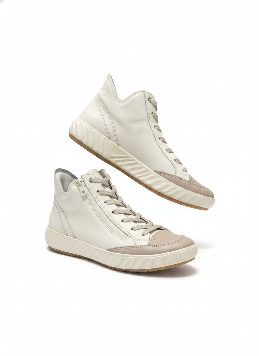 Ara · High Tops · 10 · White Tan Leather