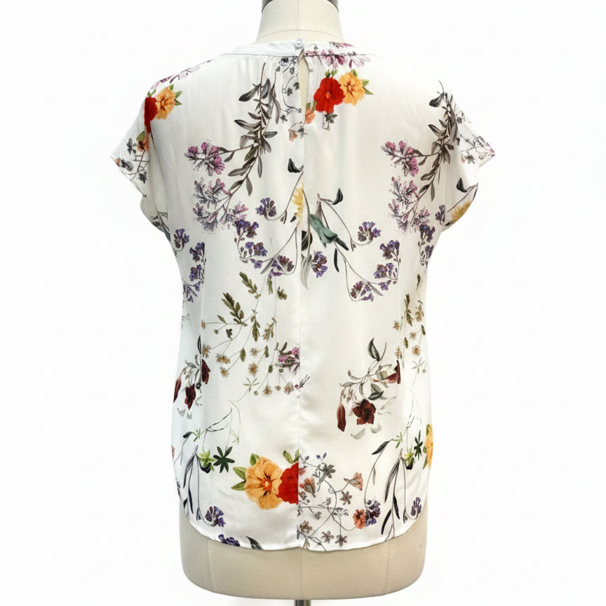 Amour Vert · Cap Sleeve Top · Small · White Floral