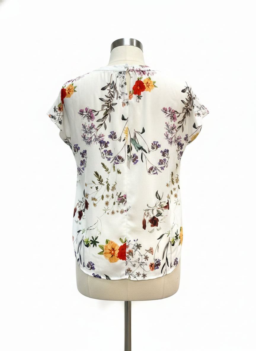 Amour Vert · Cap Sleeve Top · Small · White Floral