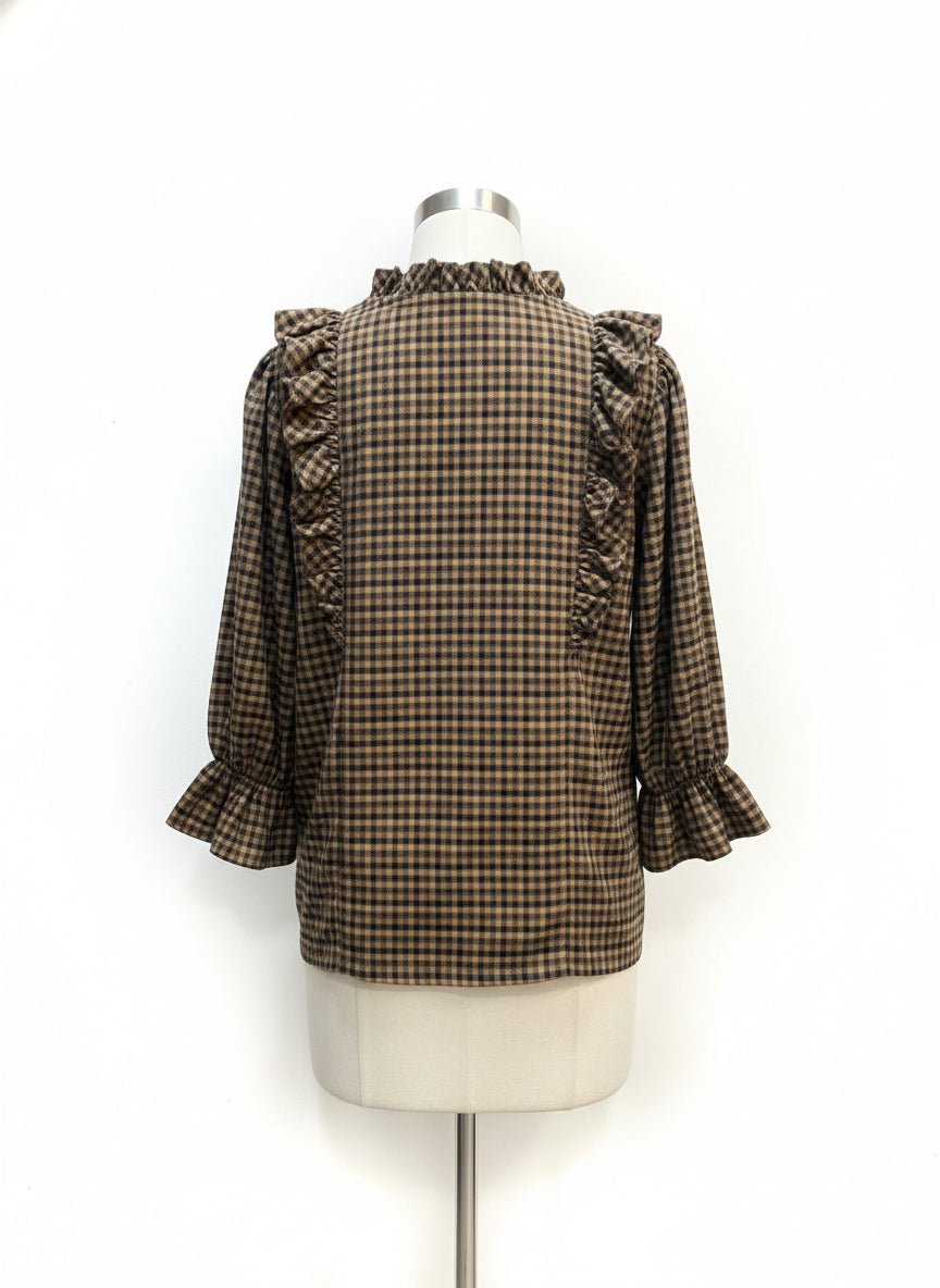 Anthropologie · Blue Tassel · Small · Black/Tan Gingham