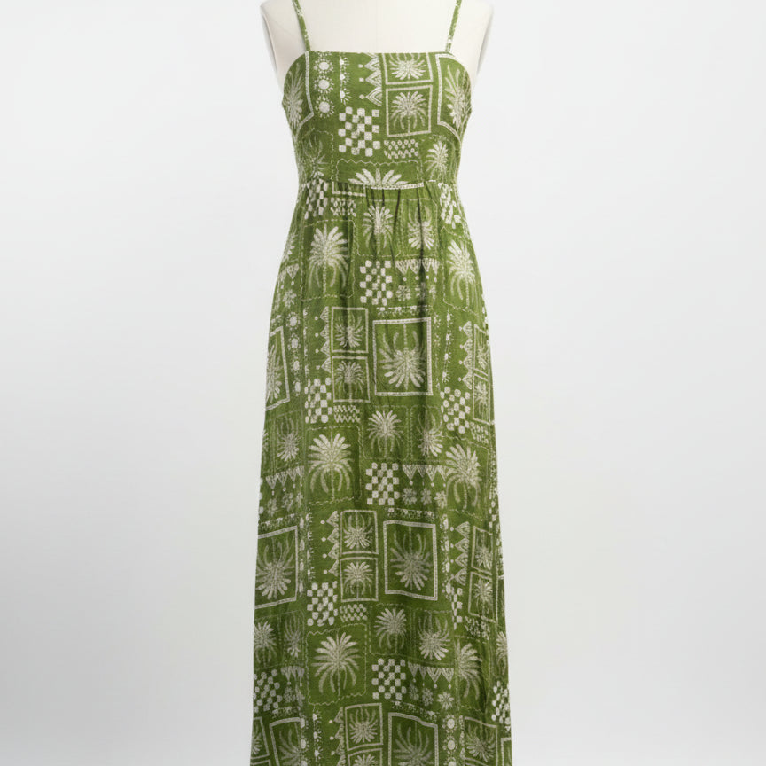 Rachel Zoe · Palm Tree Print Maxi Dress · Small · Avocado