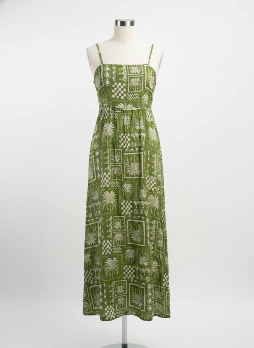Rachel Zoe · Palm Tree Print Maxi Dress · Small · Avocado
