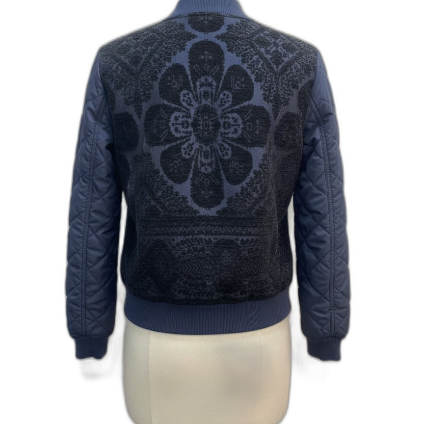 Anthropologie · Tapestry Bomber Jacket · Small · NavyBlk
