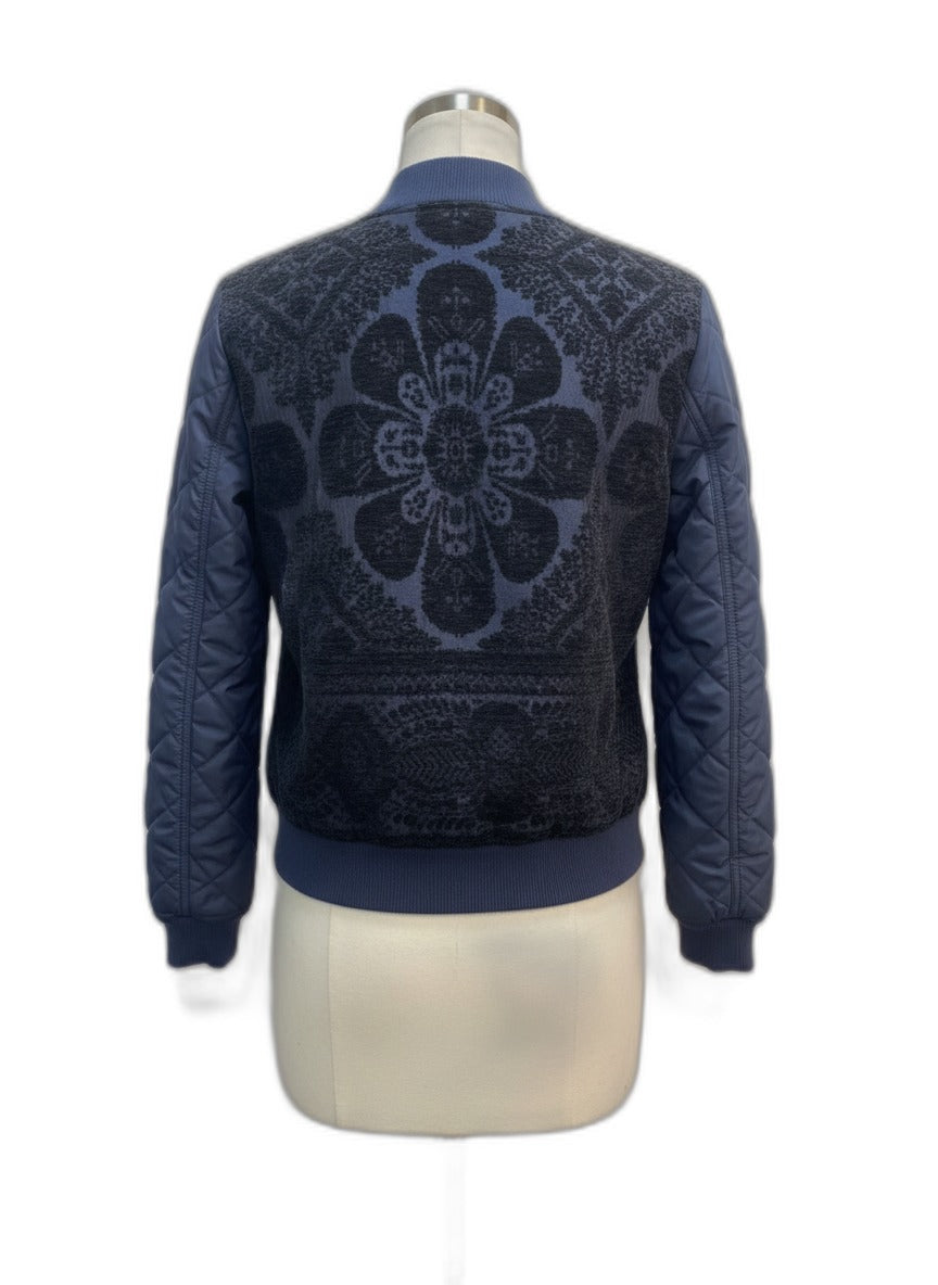 Anthropologie · Tapestry Bomber Jacket · Small · NavyBlk