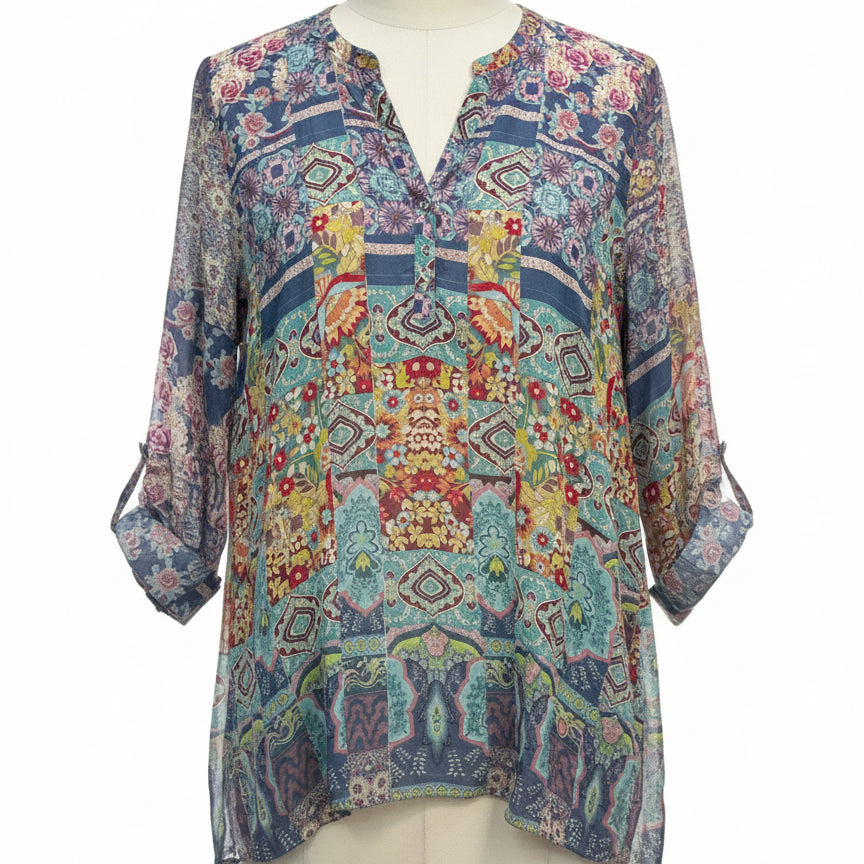 JohnnyWas · Blouse · XLarge · Blue Floral
