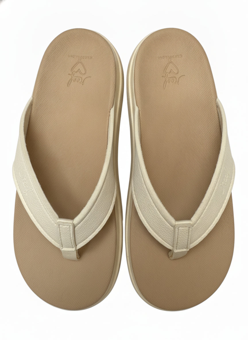 Reef · Sierra platform flipflops · 9 · Cream