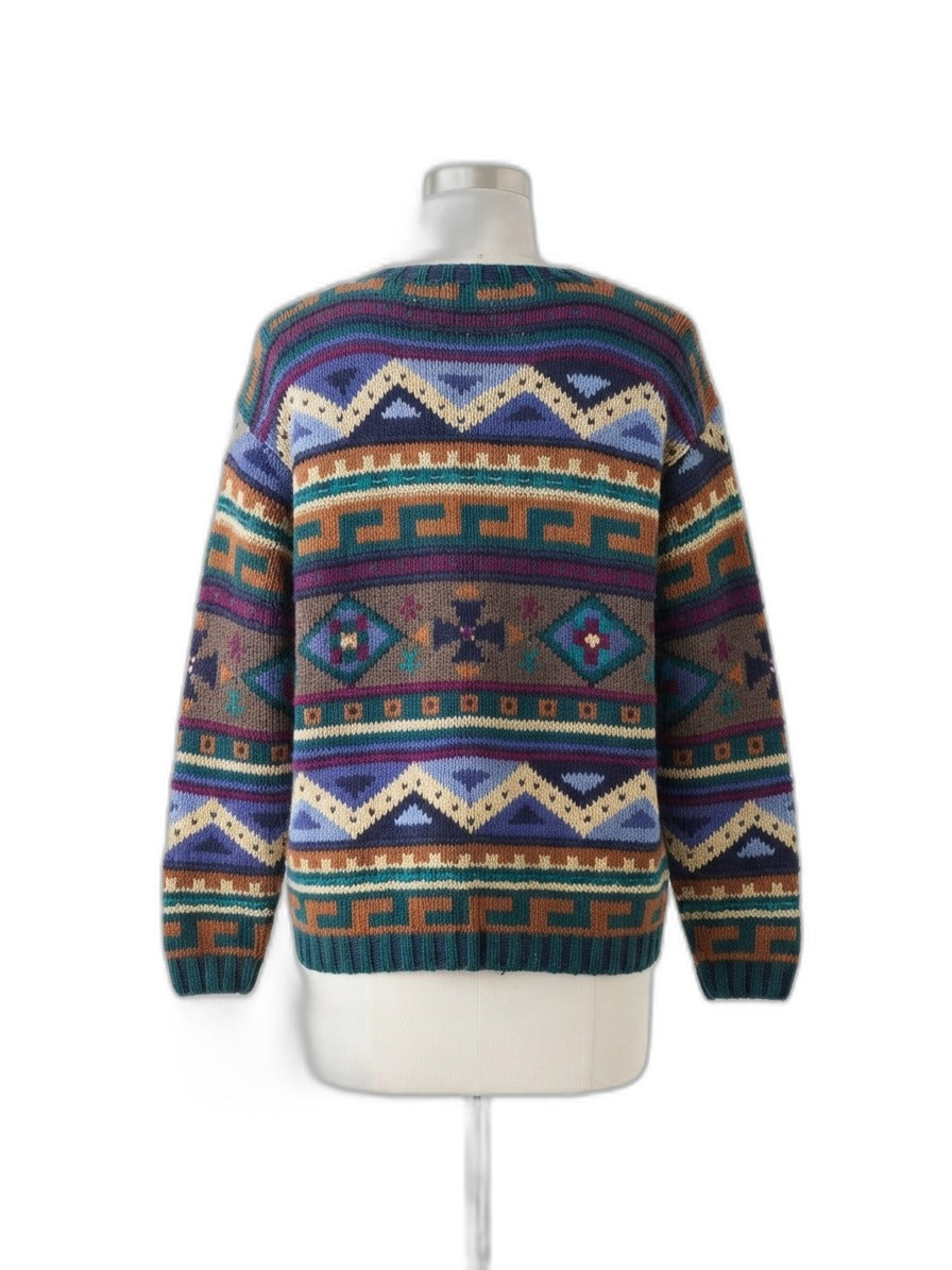 L.L.Bean · Button Up Cardigan · Medium · TealMulti