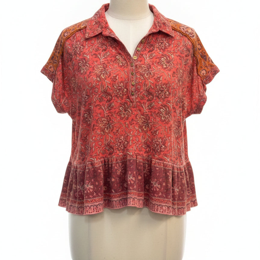 Sundance · Shirt · Large · Coral Paisley Floral