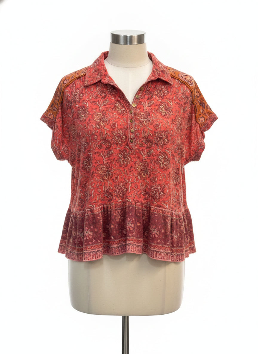 Sundance · Shirt · Large · Coral Paisley Floral