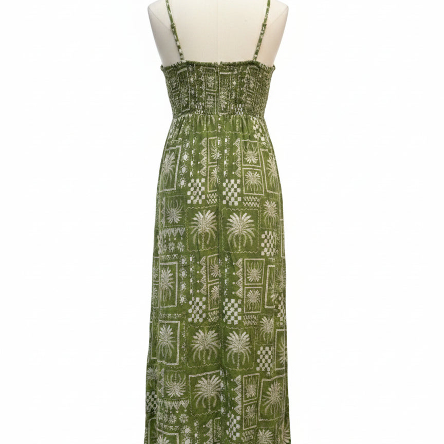 Rachel Zoe · Palm Tree Print Maxi Dress · Small · Avocado