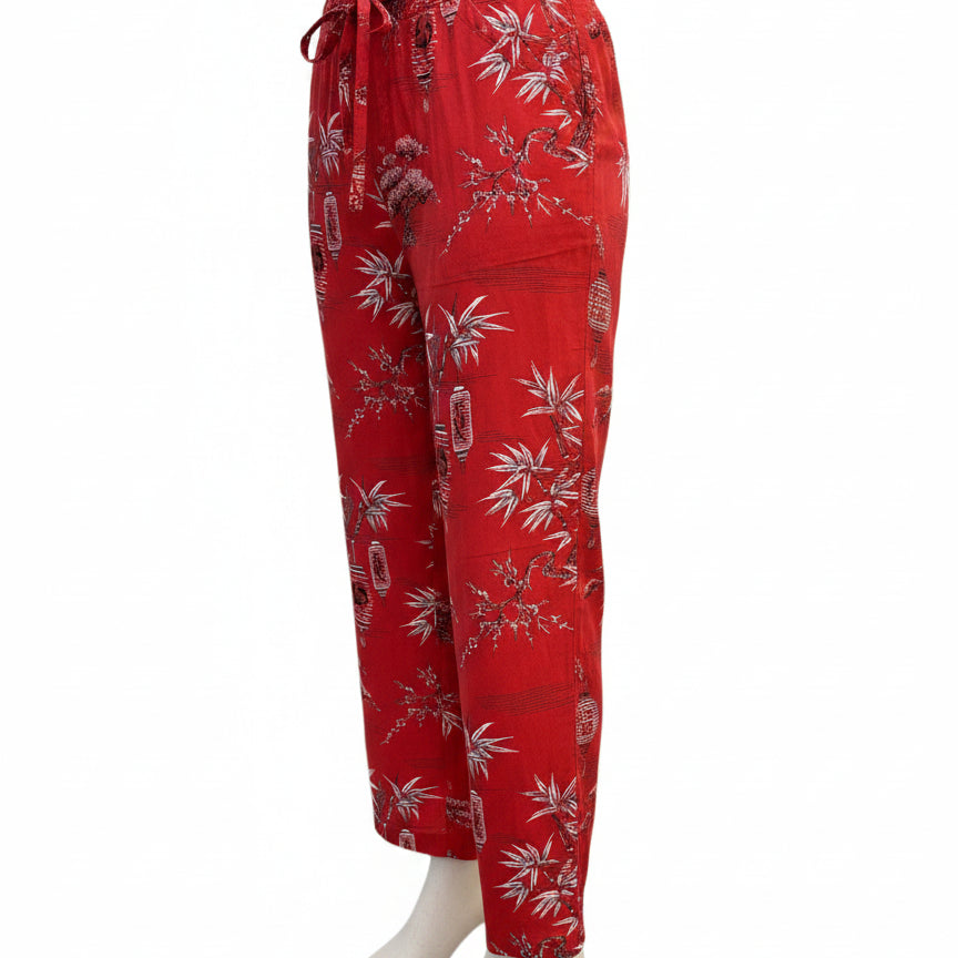 Lucky Brand · Drawstring Waist Asian Print Pants · Large · Red