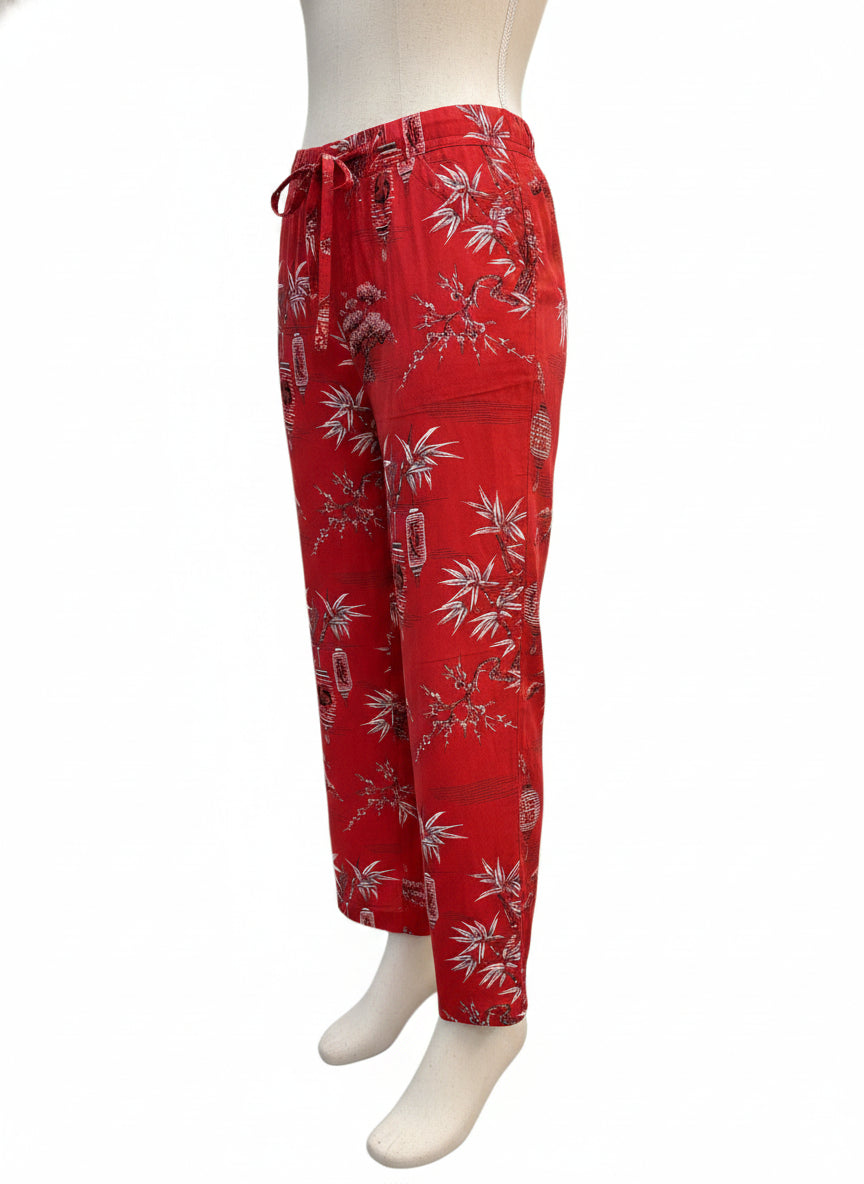 Lucky Brand · Drawstring Waist Asian Print Pants · Large · Red
