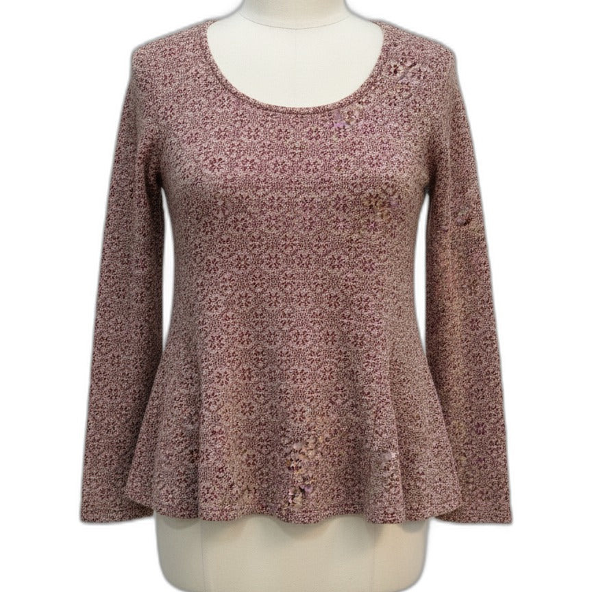 Style&Co · Bell Sleeve Top · Medium Petite · Burgundy Cream