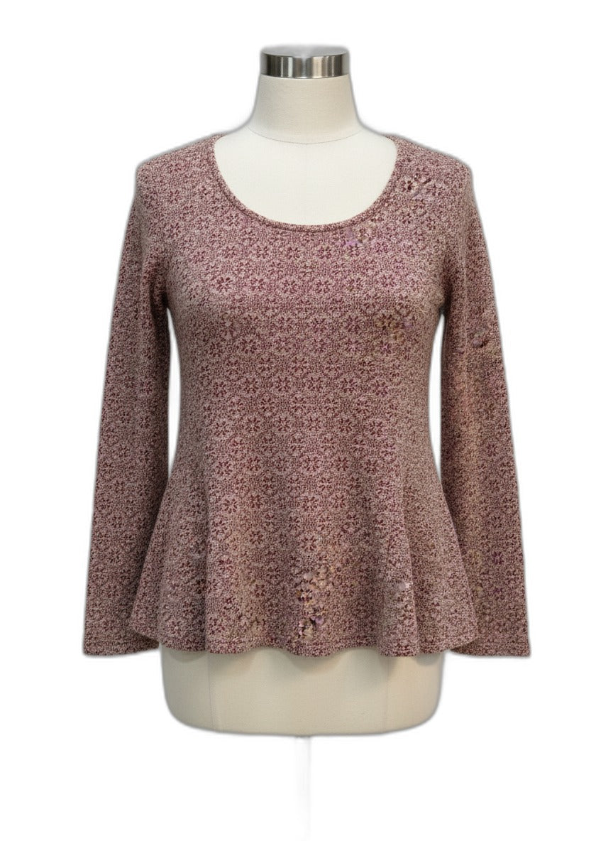 Style&Co · Bell Sleeve Top · Medium Petite · Burgundy Cream