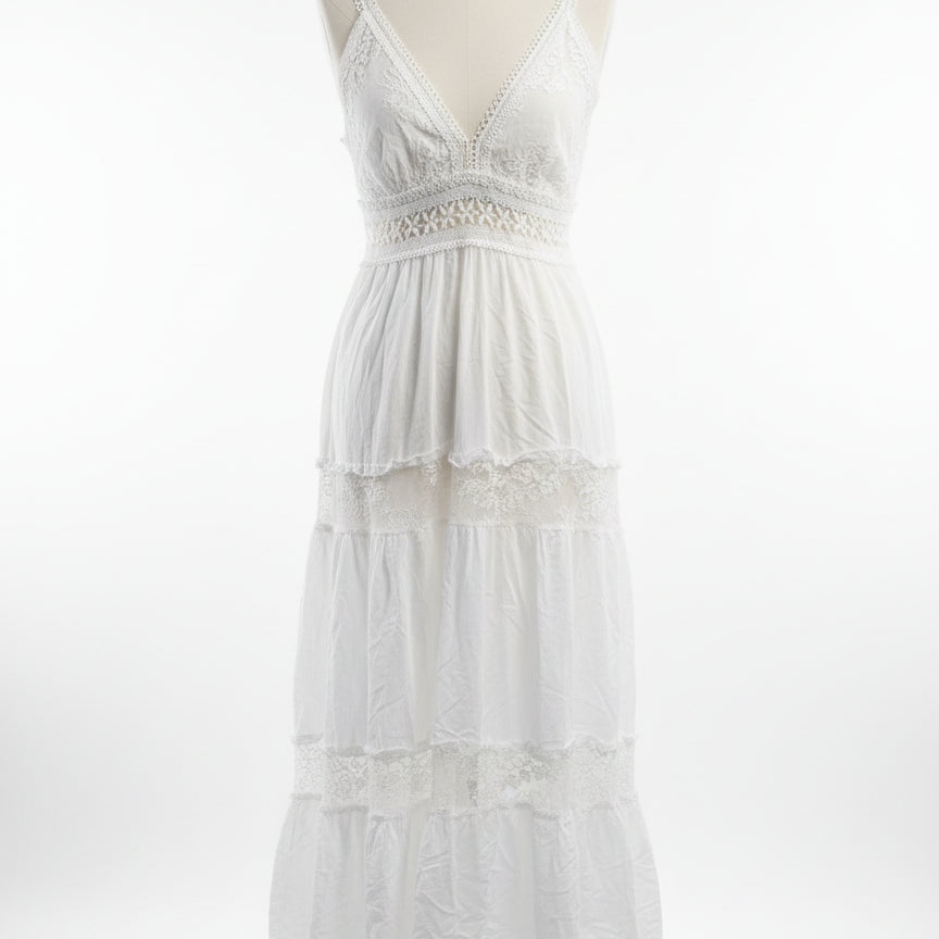 Consignment · White Lace Overlay Maxi Dress · Small · White · SMALL · White