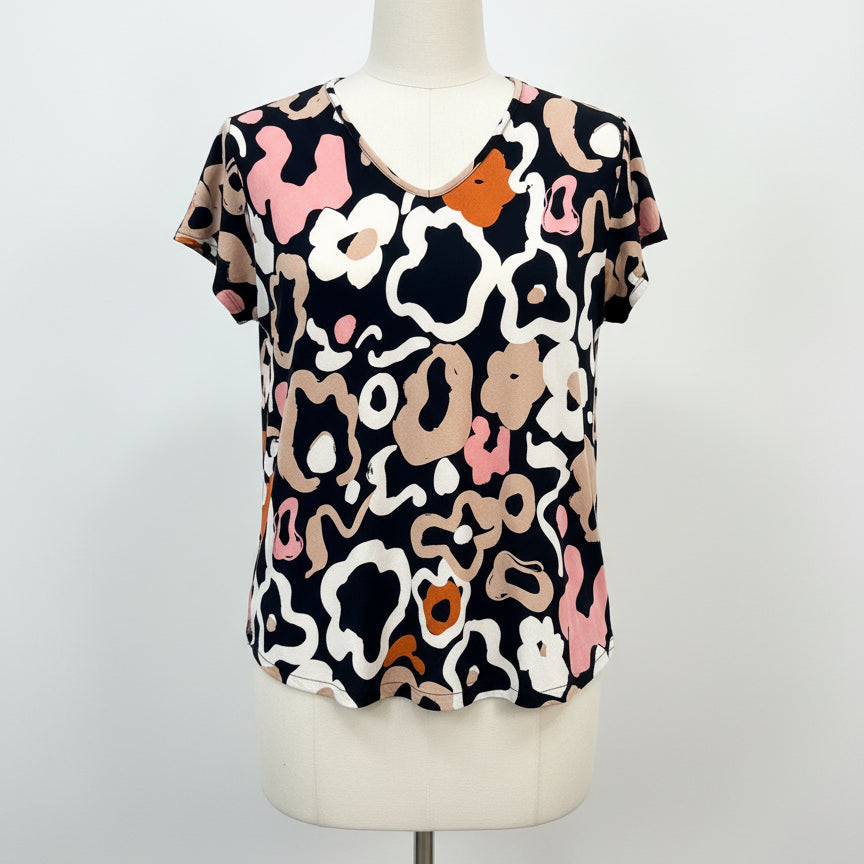 Masai · Cap Sleeve Top · 1X · BlackCream